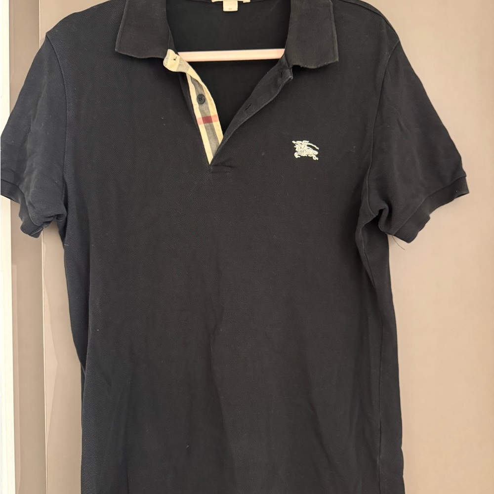 Burberry Black Polo Shirt with Check Detail